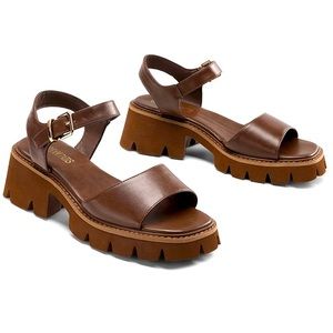 DREAM PAIRS Women's Lug Sole Low Platform Chunky Block Heels Ankle Strap Sandals